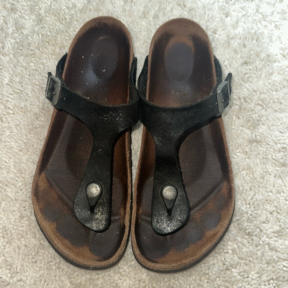 Birkenstock Gizeh black silver marble 39
